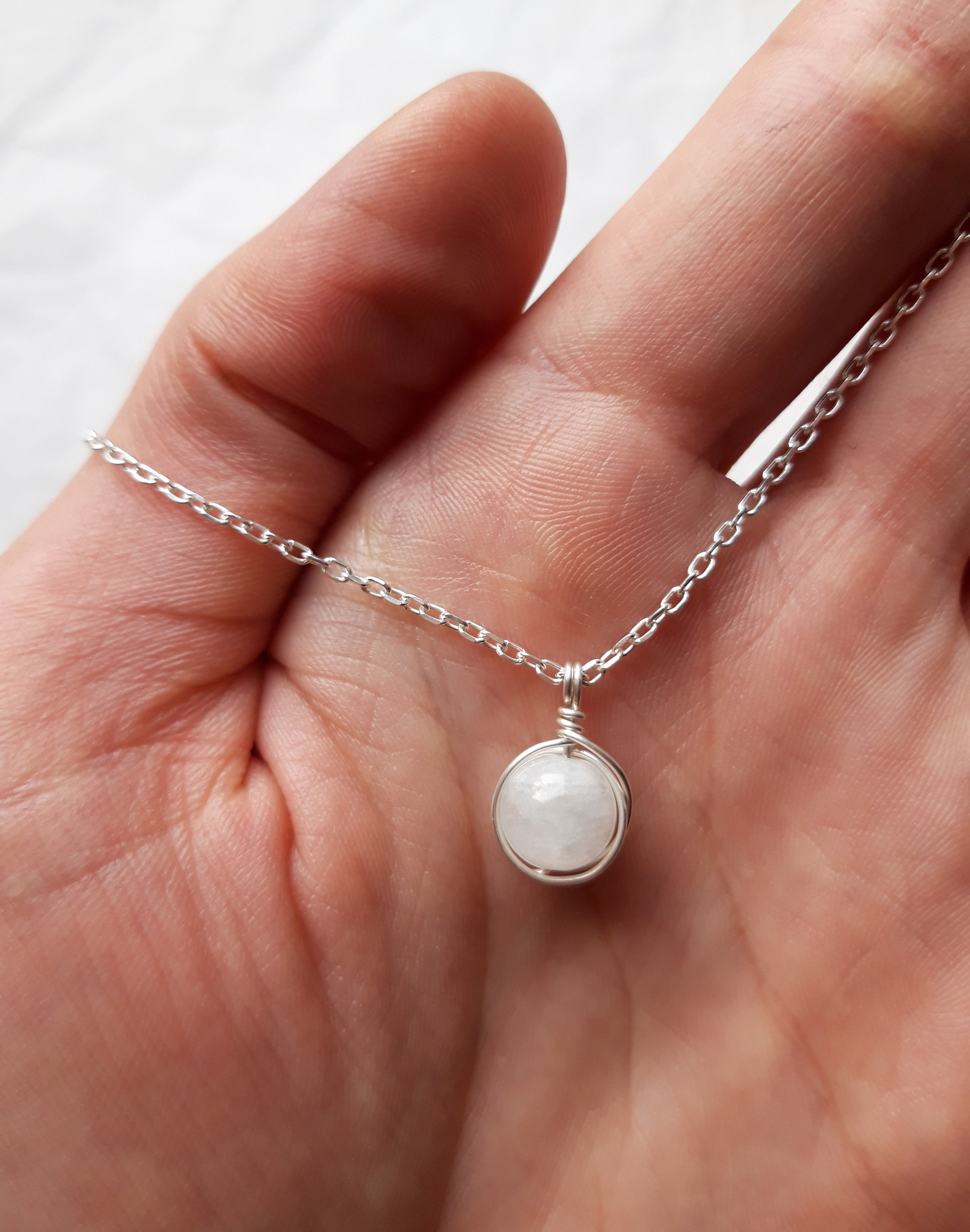 Collier pendentif Pierre de lune et chaîne argent 925