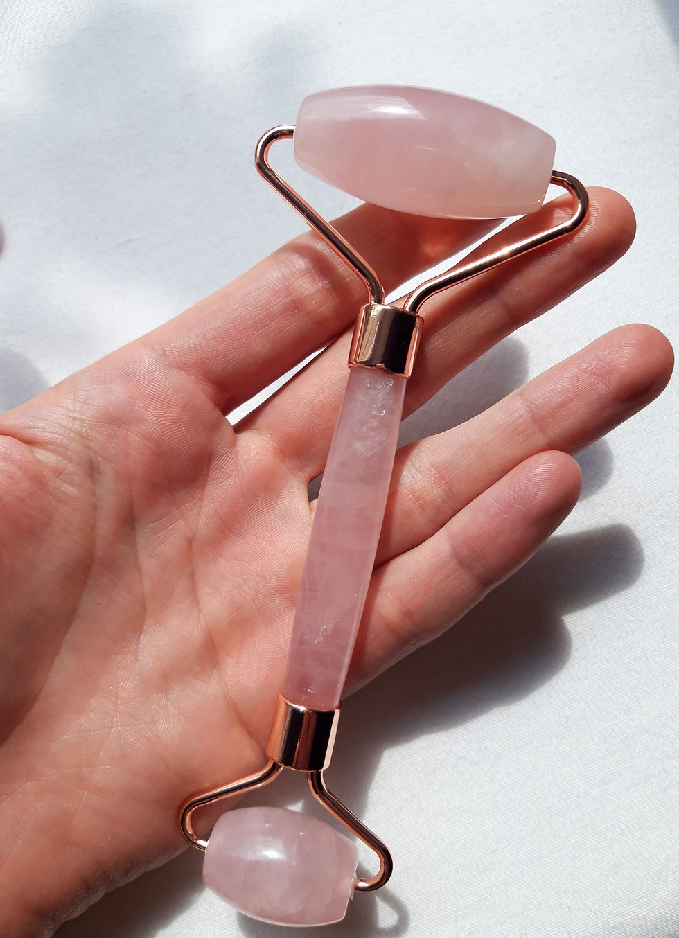 Miniature : Rouleau de massage en Quartz rose en pierre naturelle, outil de massage visage