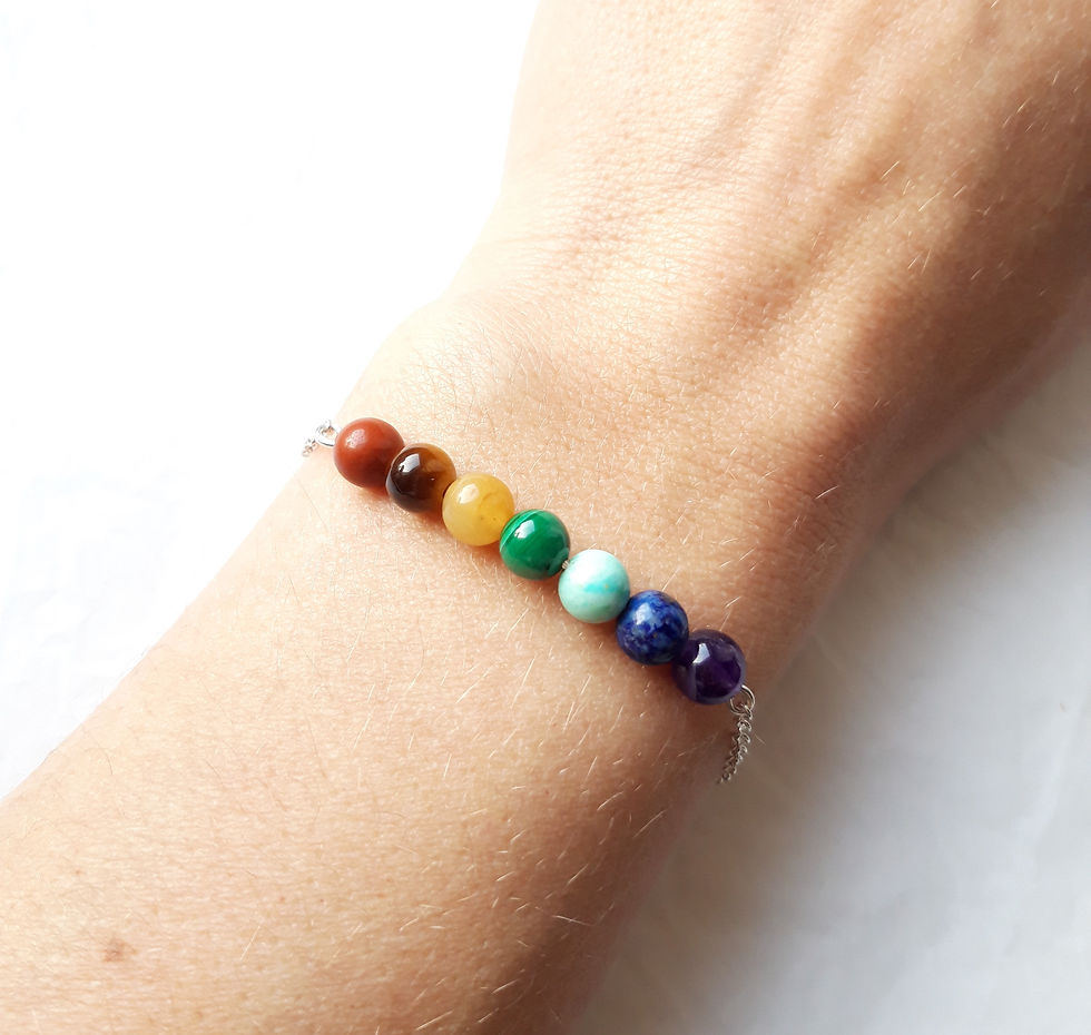 Miniature : Bracelet 7 chakras et chaîne argent 925