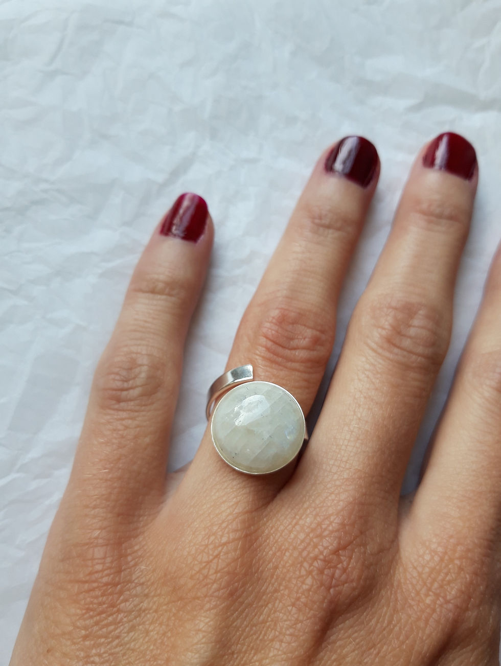 Miniature : Bague argent, pierre ronde claire