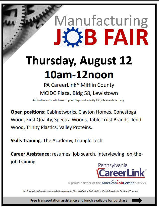 Manufacturing Job Fair August 12th!