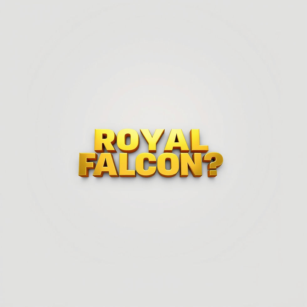 A plain background with a boxy text _ROYAL FALCON____ in bold metallic.jpg