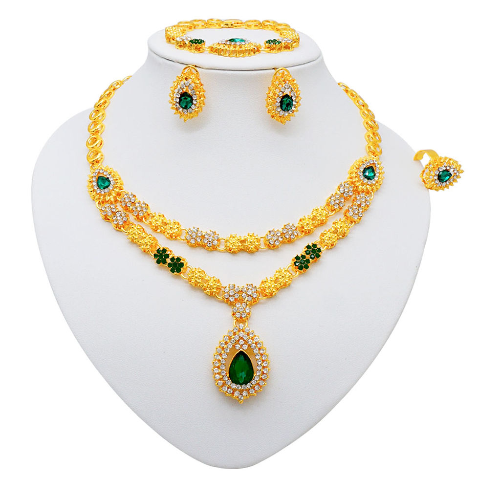 Thumbnail: ✨ Set of Italian Gold-Plated Jewelry with Colored Stones – Exclusive Women's