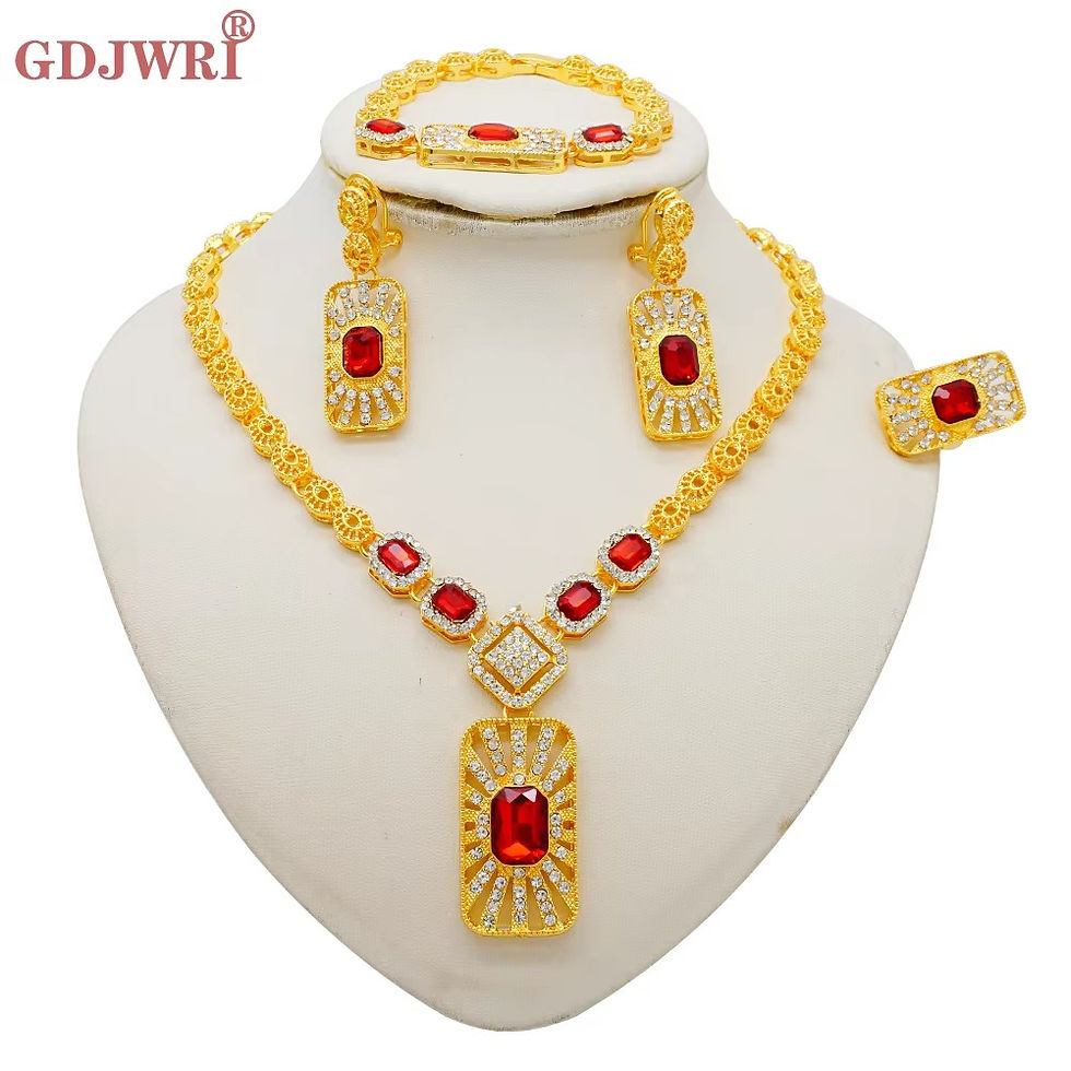 Thumbnail: ✨ Set of Italian Gold-Plated Jewelry with Colored Stones – Exclusive Women's