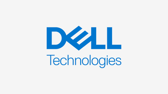 Dell Technologies logo, blue text on white background, promoting technology services and solutions.