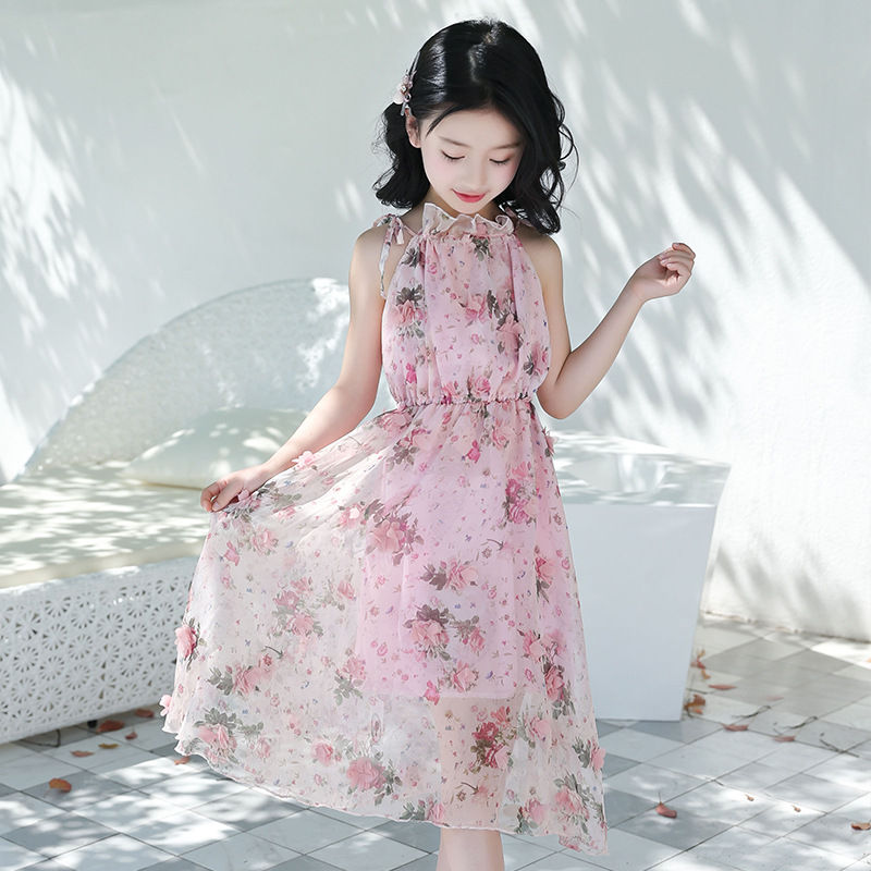 Miniatura: Girls' Summer Dress - Floral Beach  Dress