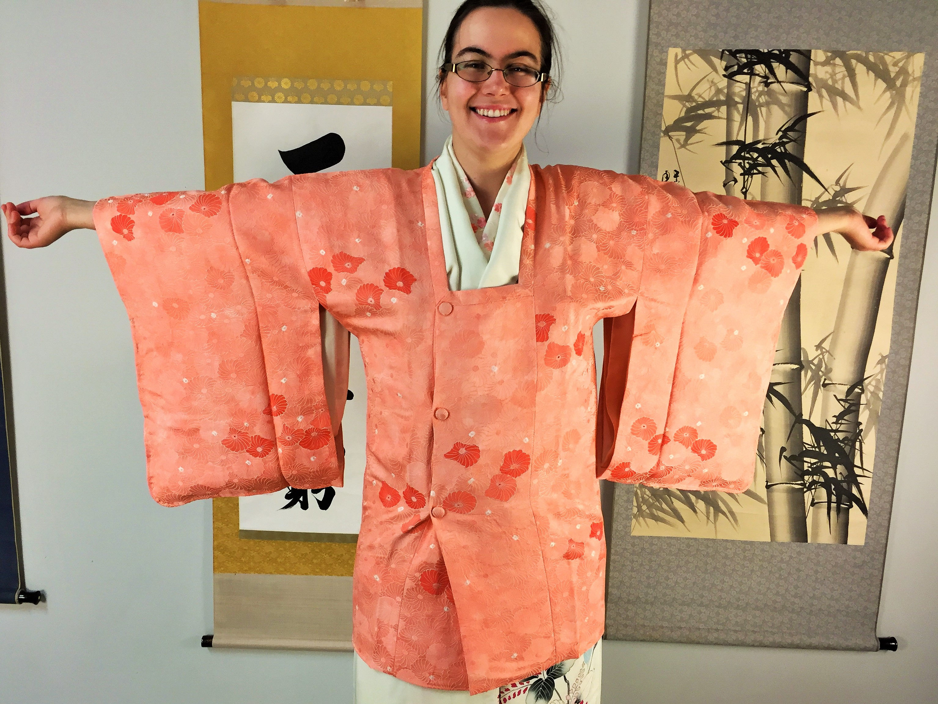 JAPANESE KIMONO SILK HAORI COAT / CHRYSANTHEMUM
