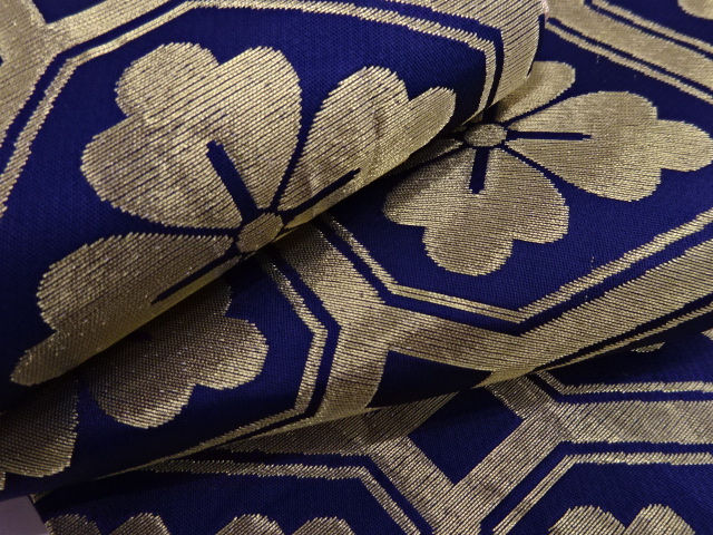 Thumbnail: JAPANESE VINTAGE HANHABA OBI / WOVEN FLOWER RHOMBUS & SHOKKOMON #0357