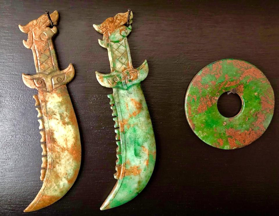 Thumbnail: Chinese old and unique beautifully hand-carved jade stones; set of 12 - #1724