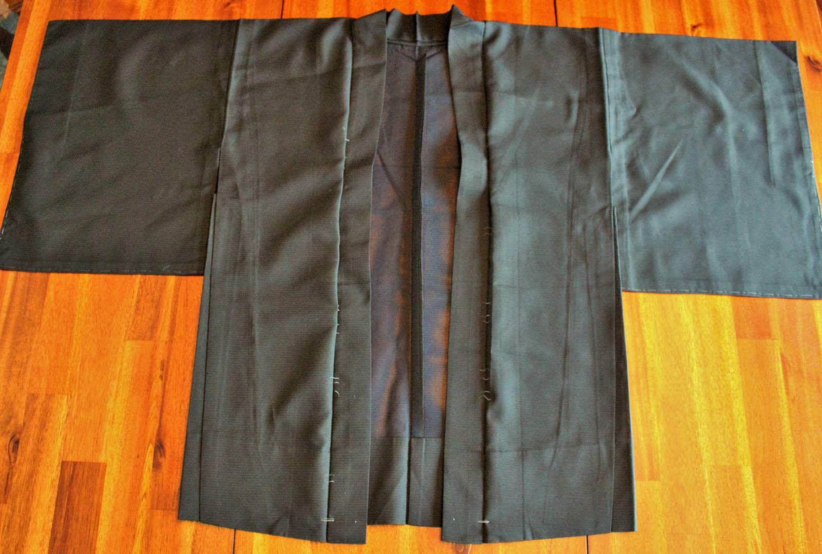 Japanese Kimono, HAORI, SILK, Black, See-through