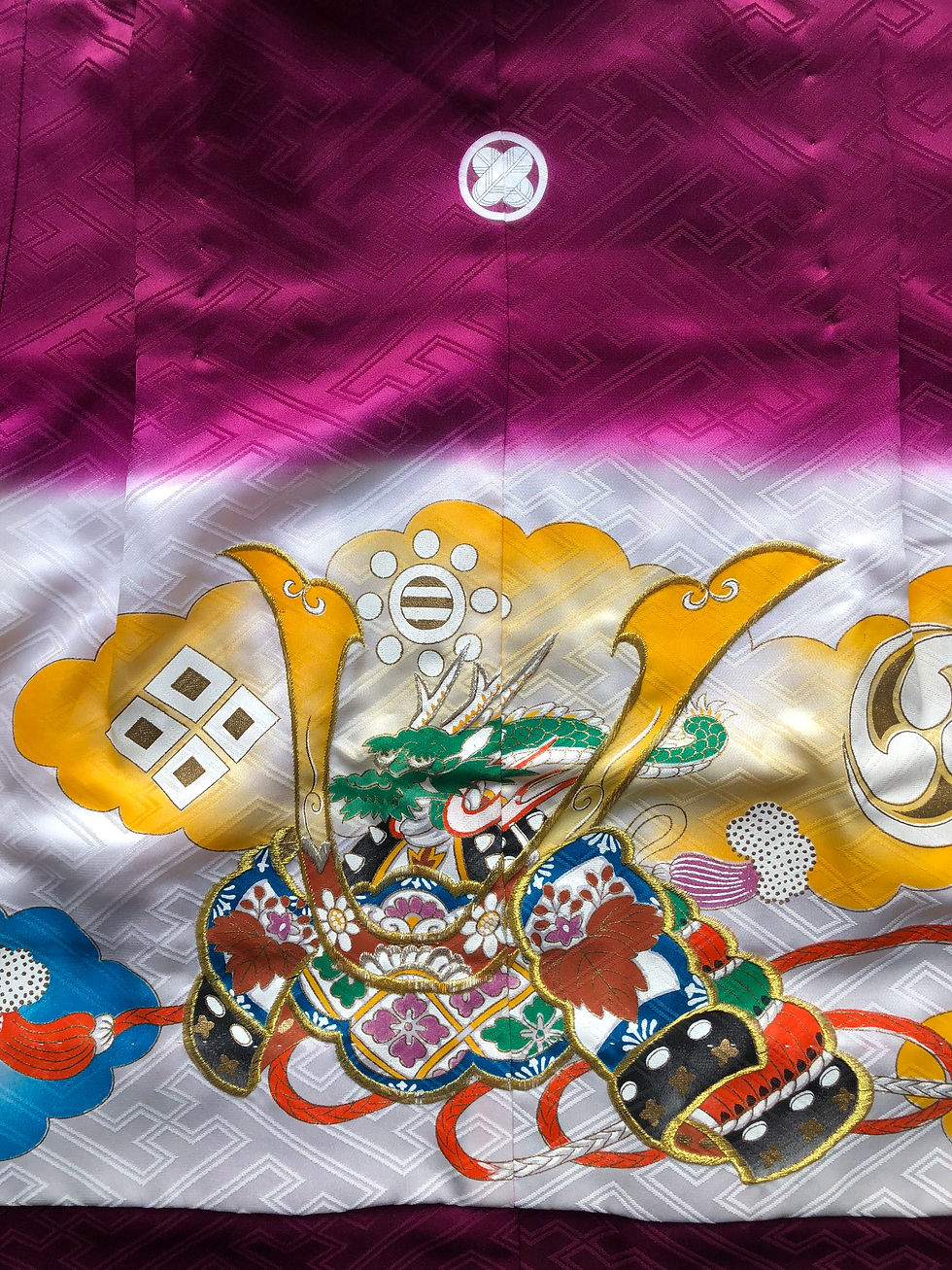 Thumbnail: SAMURAI BOY'S KIMONO/HAORI / EMBROIDERY / SAMURAI TAKEDA KABUTO/HELMET #0040