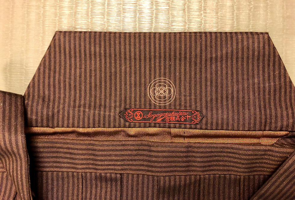 Thumbnail: SAMURAI HAKAMA (Umanori) Brown Stripe/Silk for Kendo Iaido Budo #0554