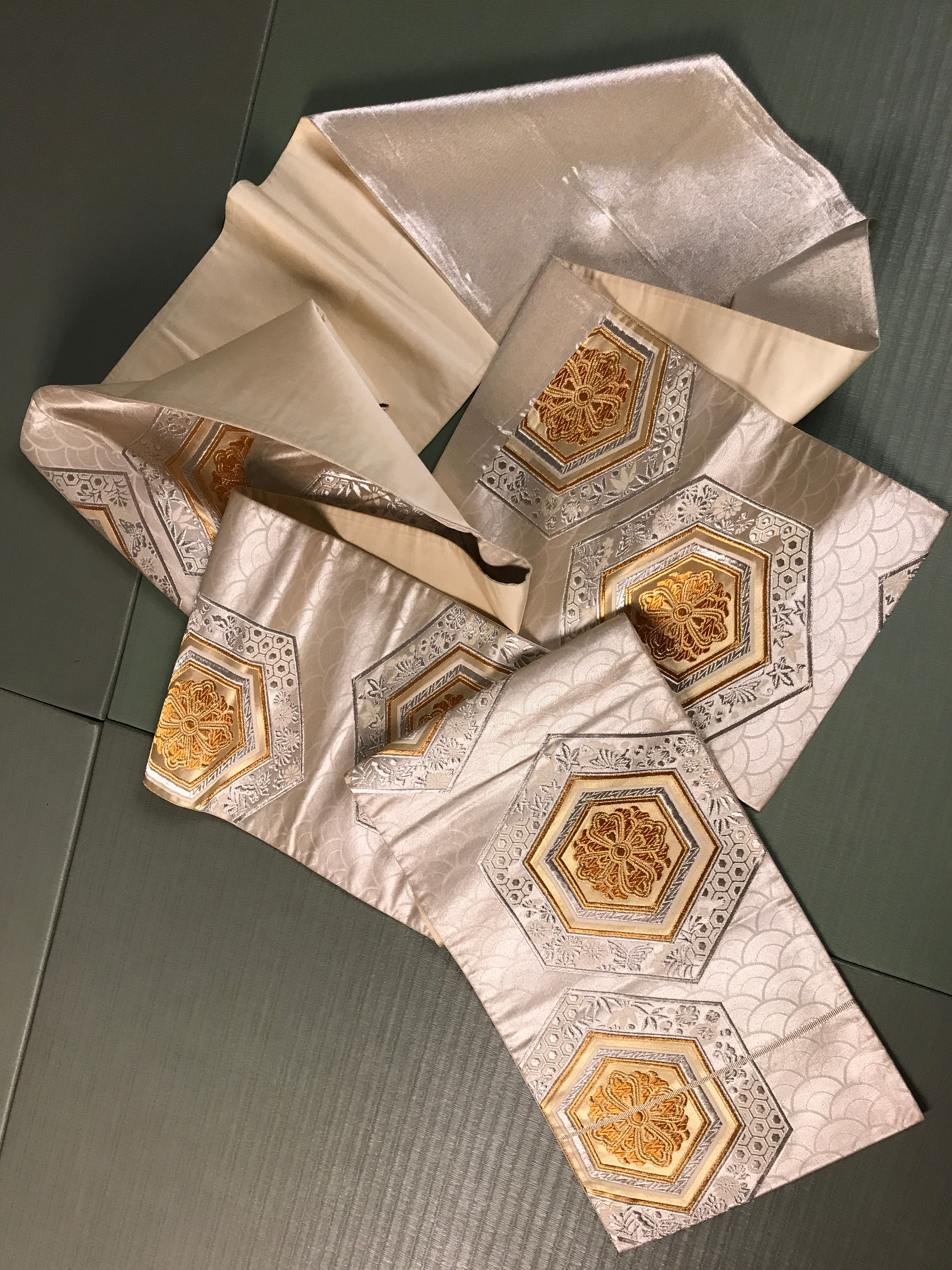 JAPANESE VINTAGE FUKURO OBI #1226