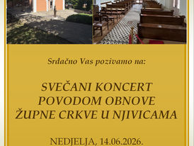NAJAVA! Svečani koncert povodom obnove župne crkve- NEDJELJA 14.06.2026.