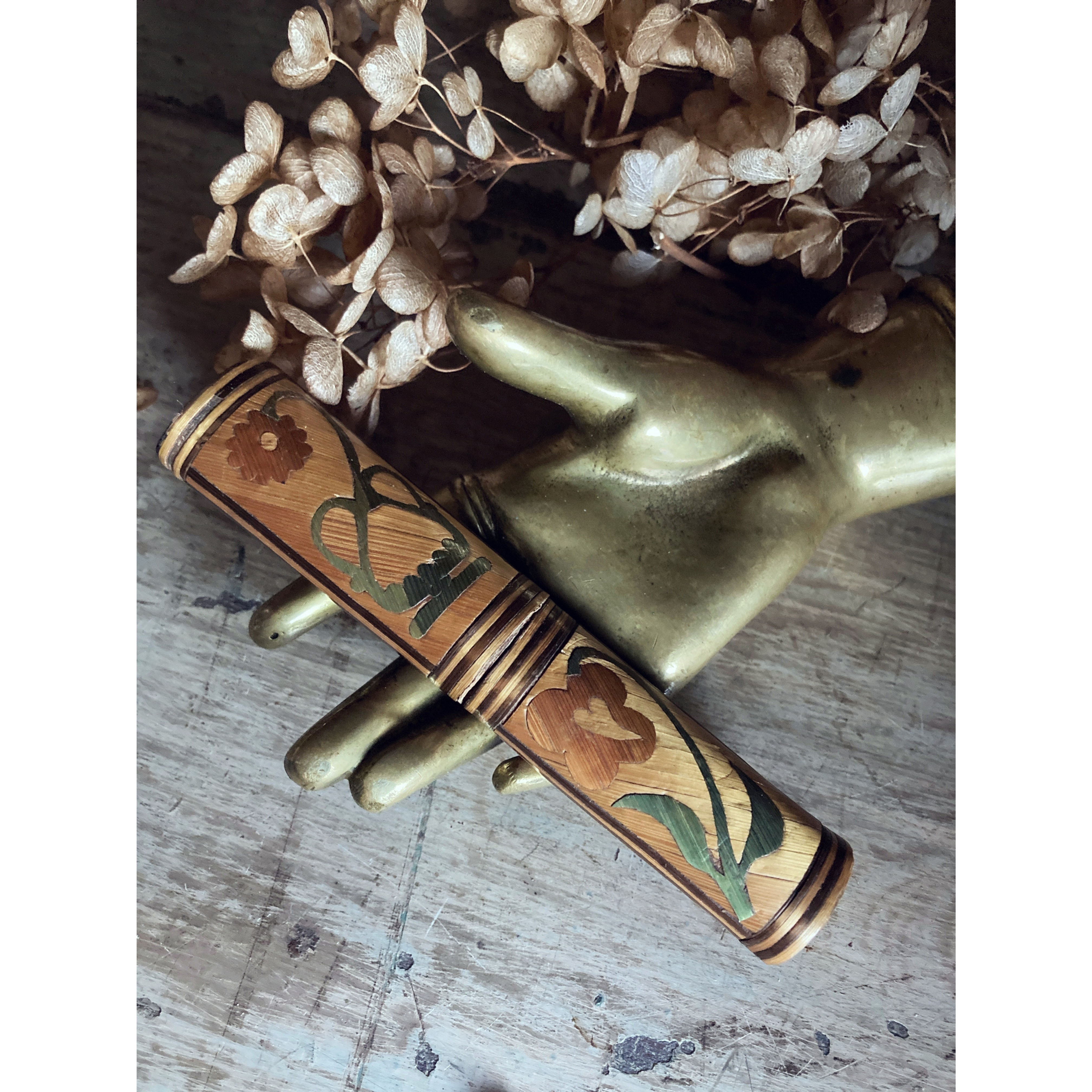 Etui à billets doux marqueterie de paille