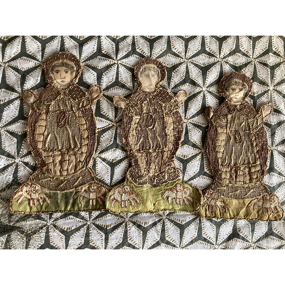 Broderie religieuse XIX e « berger » à l’unité