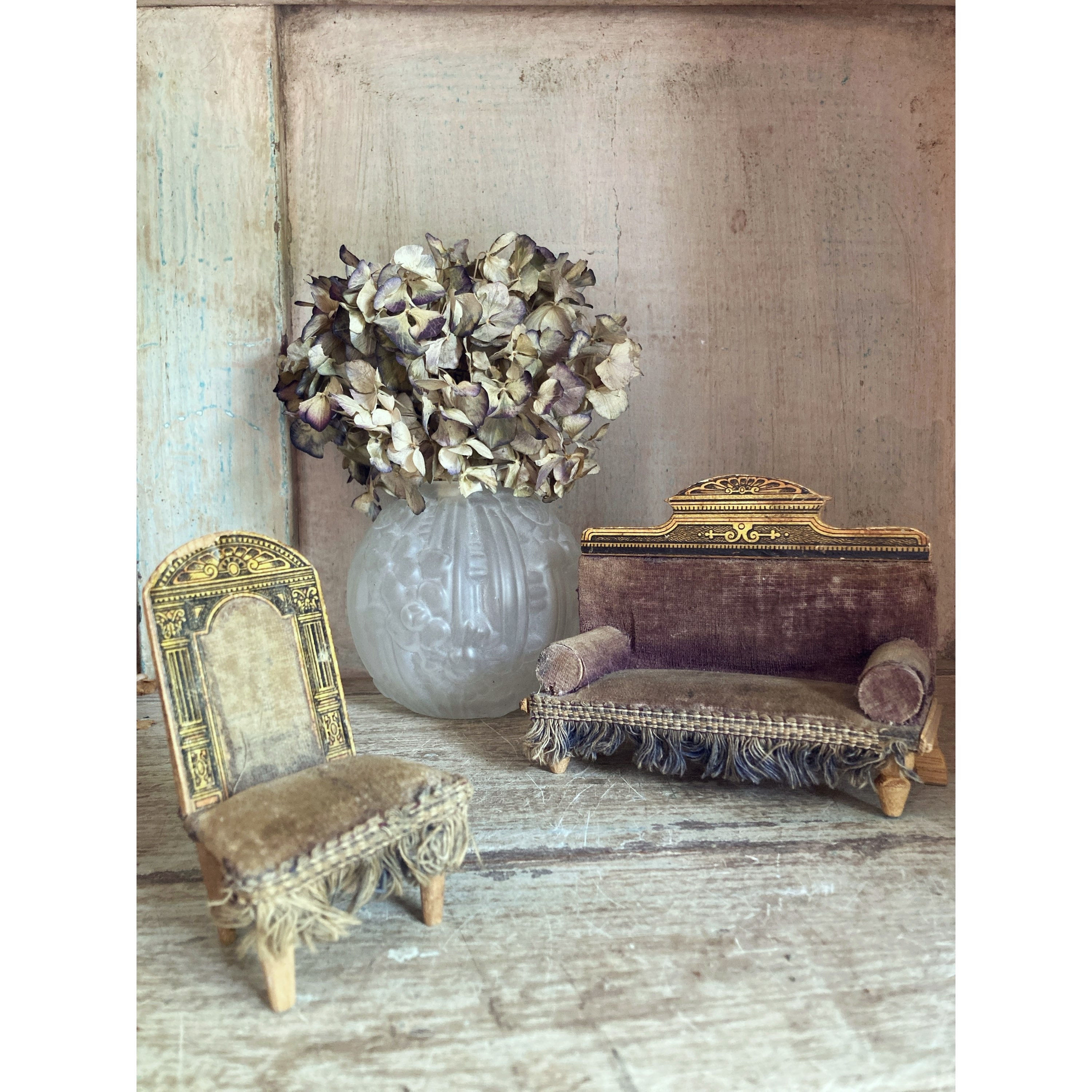 Ensemble chaise et canapé miniatures XIX e  