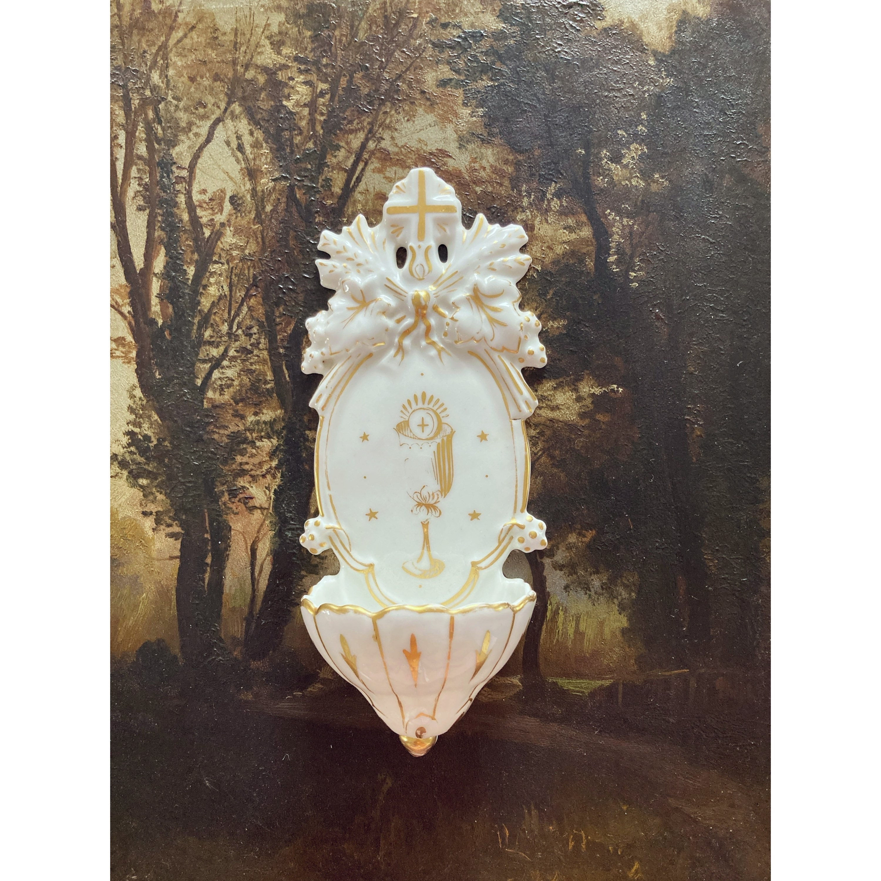 Bénitier « calice étoilé » porcelaine des paris XIX e