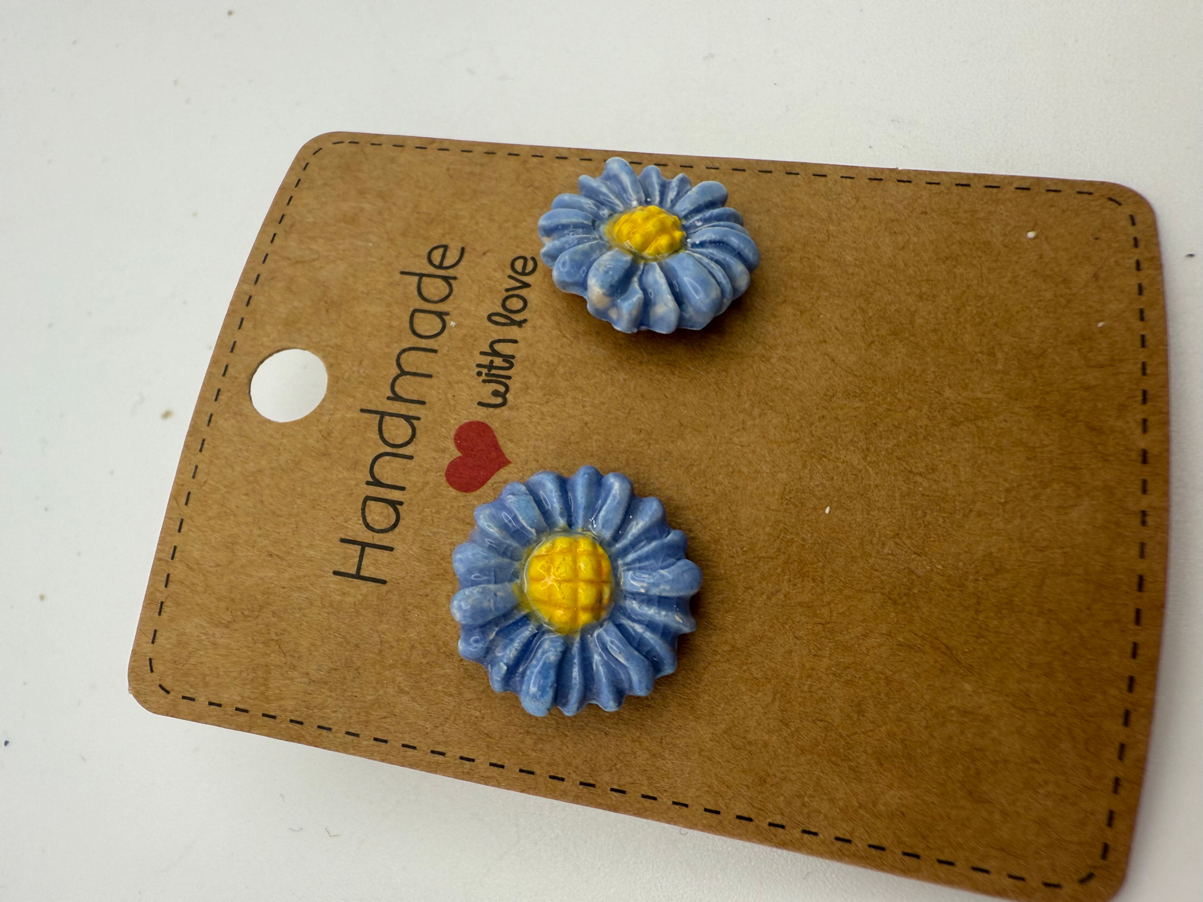 Blue Flower Earrings - Medium