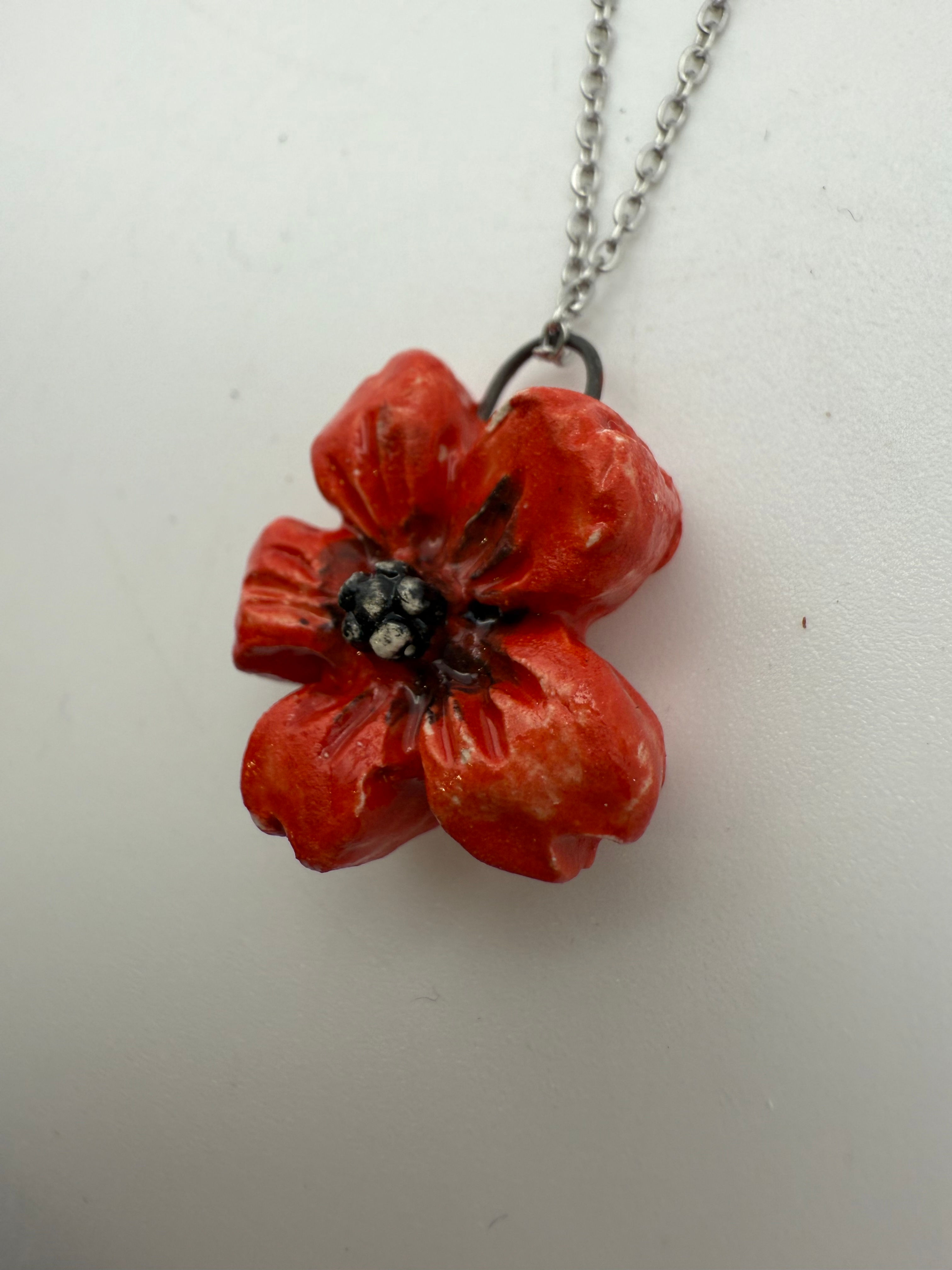 Red Pansy Necklace
