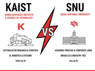 KAIST vs Seoul National University computer science comparison showing campus, research labs, AI programs, and QS rankings in South Korea