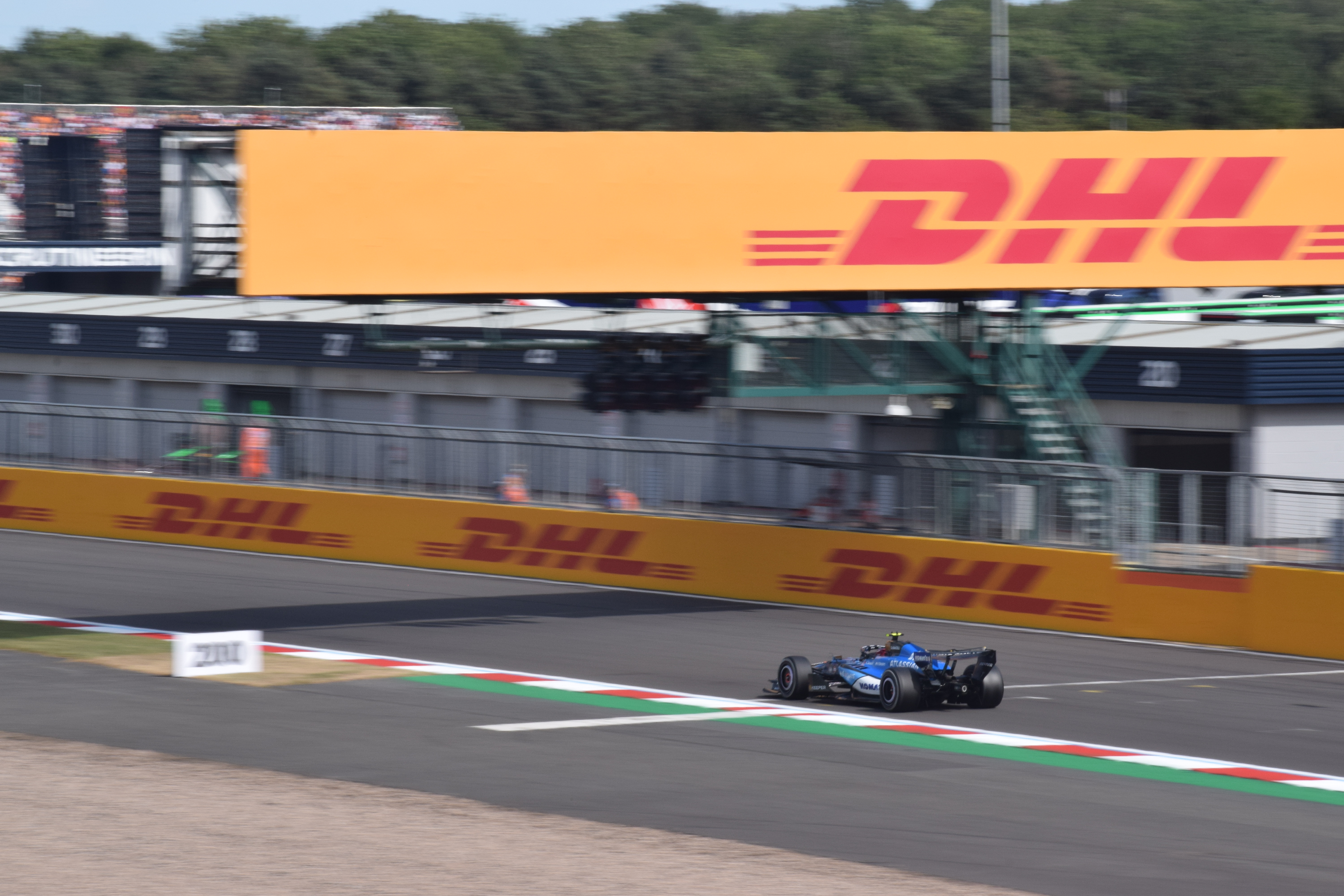 Blue Williams Formula 1 car on track at the 2026 British Grand Prix