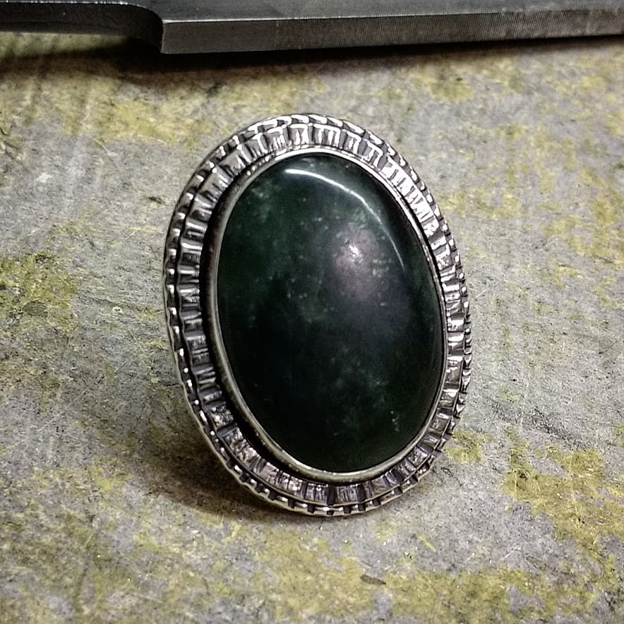 Thumbnail: Silver ring with Cornish Serpentine
