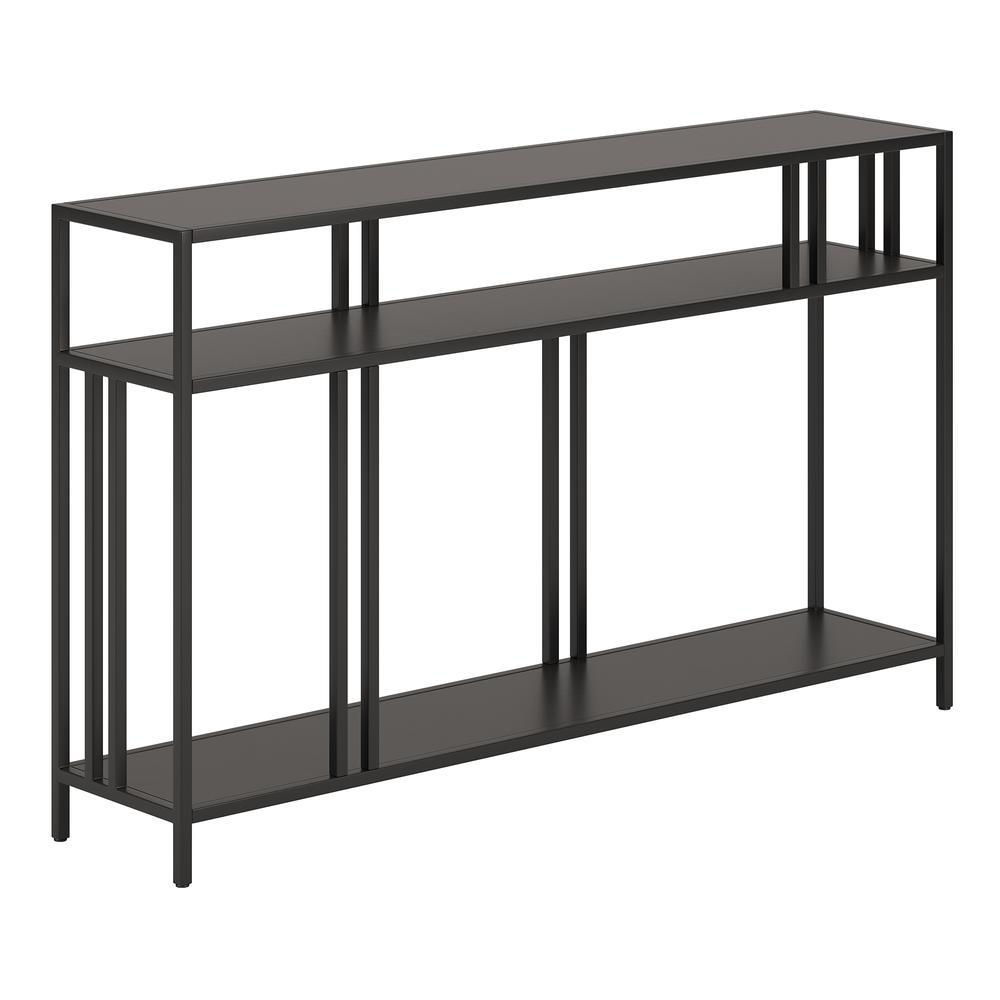 Cortland 48'' Wide Rectangular Console Table with Metal Shelves in Blackened