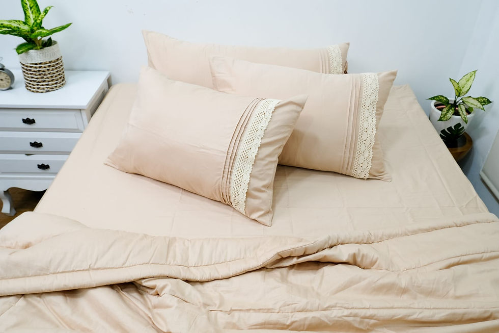 Thumbnail: Sprei Bahan Katun Jepang Mocca Cubit Renda