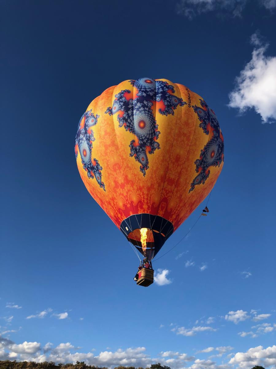 A hot air balloon with a fractal pattern