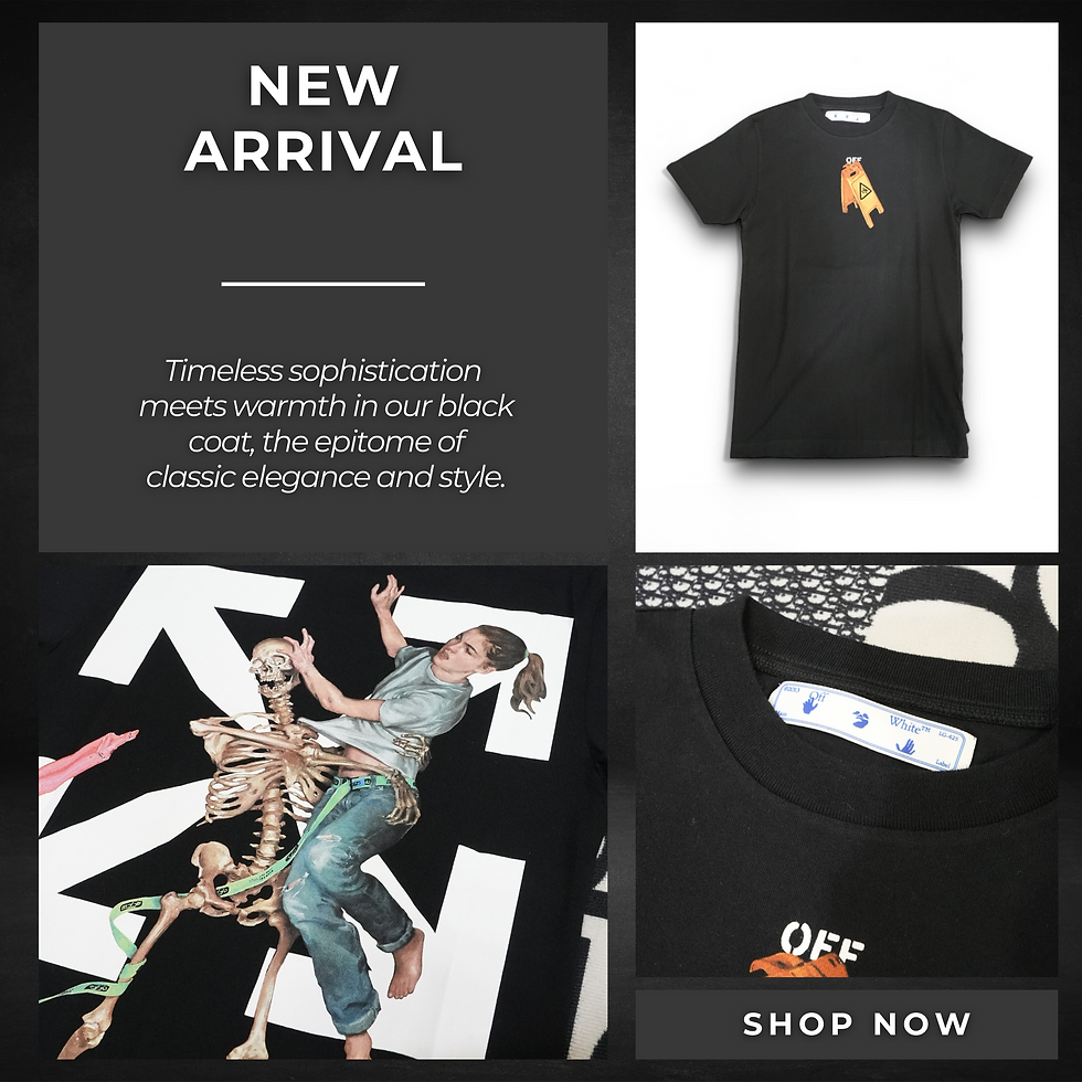 縮圖：OFF-WHITE-骷髏女孩印花 T恤 黑/白