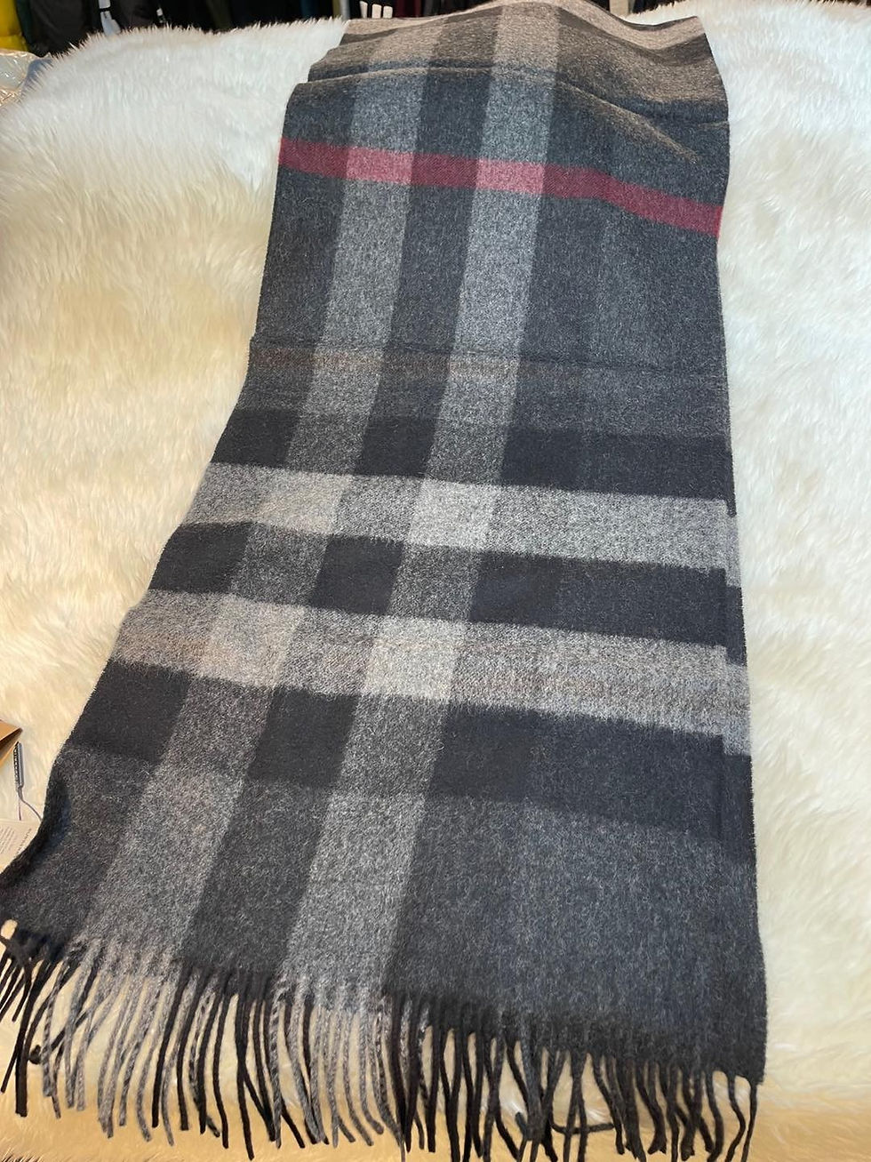 縮圖：BURBERRY-經典格紋LOGO圍巾（棕/灰）