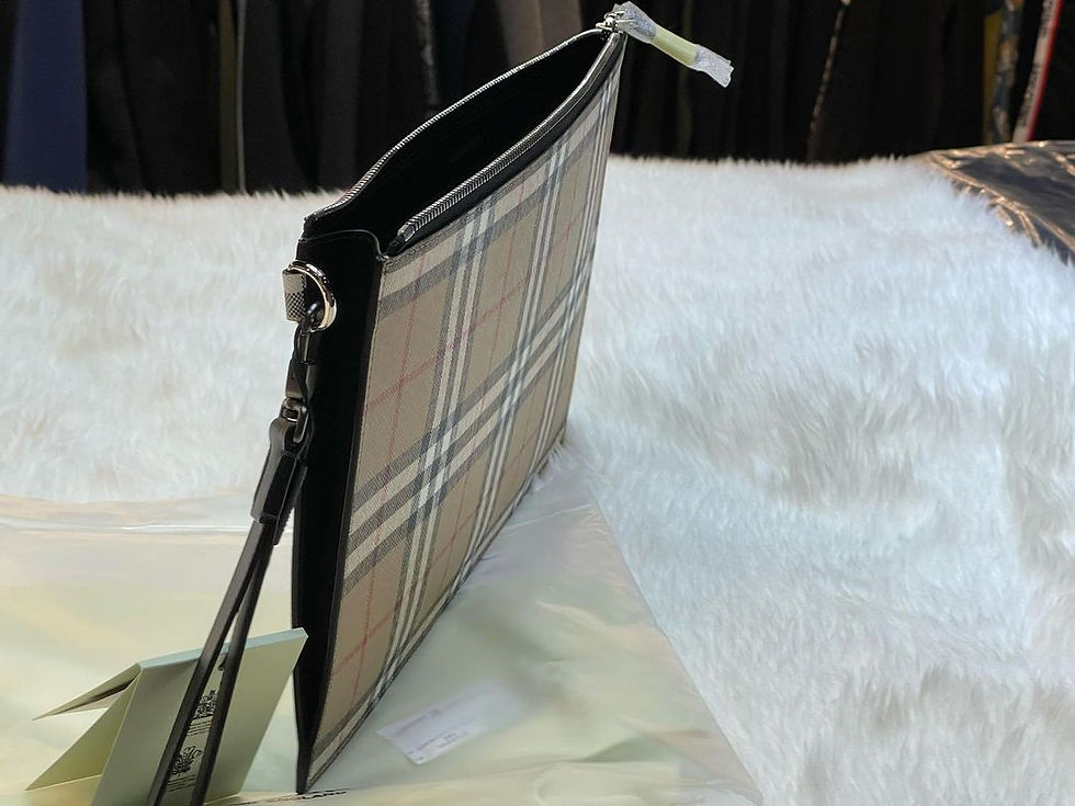 縮圖：BURBERRY-經典復古格紋手拿包