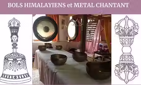 Soin sonothérapie aux bols chantants , cloche gong