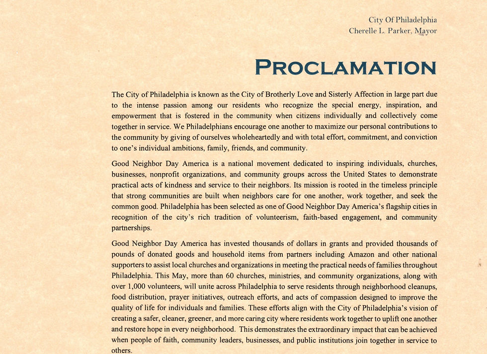 Mayor's Proclamation for Good Neighbor Day 2026