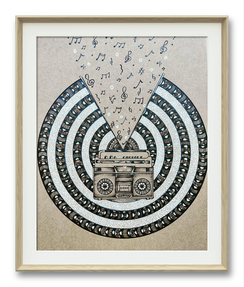 Stay Tuned Mandala Art Print Radio Music A4 Reeinzpire
