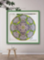 Metsä Original Hand Drawn Mandala Art Intricate Details Pen and Color Green Yellow A3 Frame View