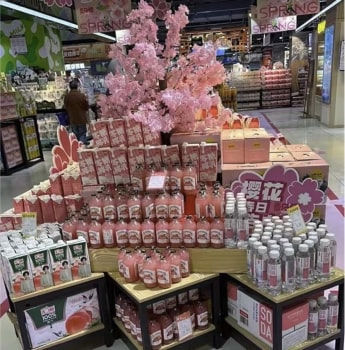 Pop up stall inside supermarket, China