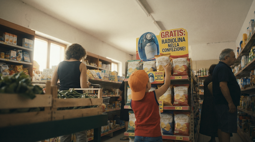 Mamy Blue scena negozio ricostruzione ambienti AI