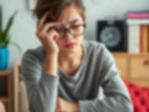 A women sits with her head in her hands feeling frazzled