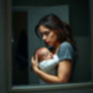 A parent feeling tired and overwhelmed holds her child