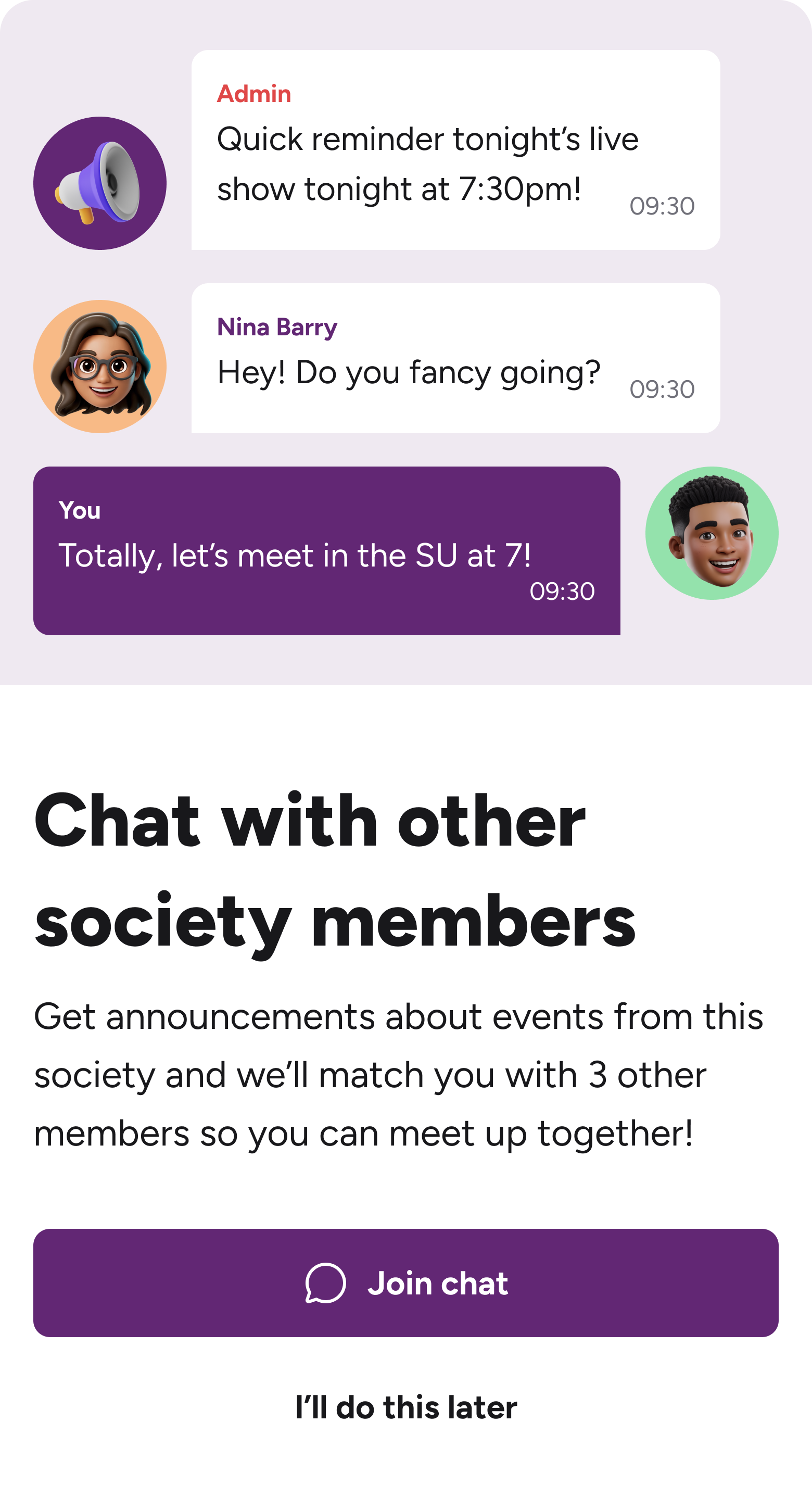 Group Chat Pop Up Screenshot