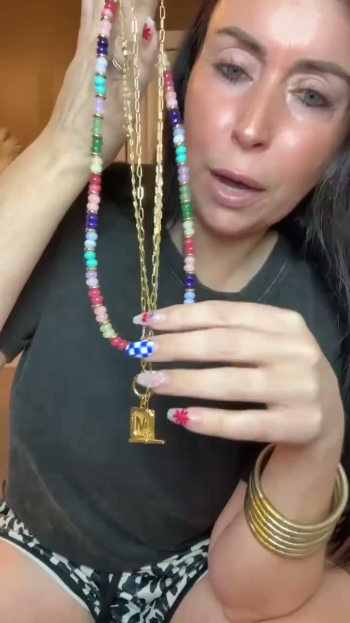 Thumbnail: 3pc Layered Colorful Initial Necklace