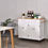 Thumbnail: White Kitchen Cart Island Wood Top 2 Drawers Bottom Storage