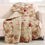 Thumbnail: Red Pink Gold Ecru Floral Roses Quilt Throw Blanket 100% Cotton