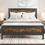 Thumbnail: Full Industrial Rivet Platform Bed Frame w/ Headboard Rustic Wood
