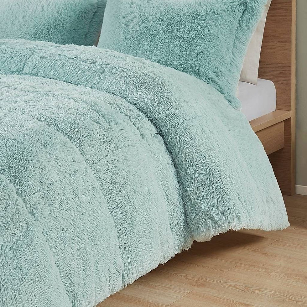 Twin/Twin XL Soft Sherpa Faux Fur 2-Piece Comforter Light Teal Blue
