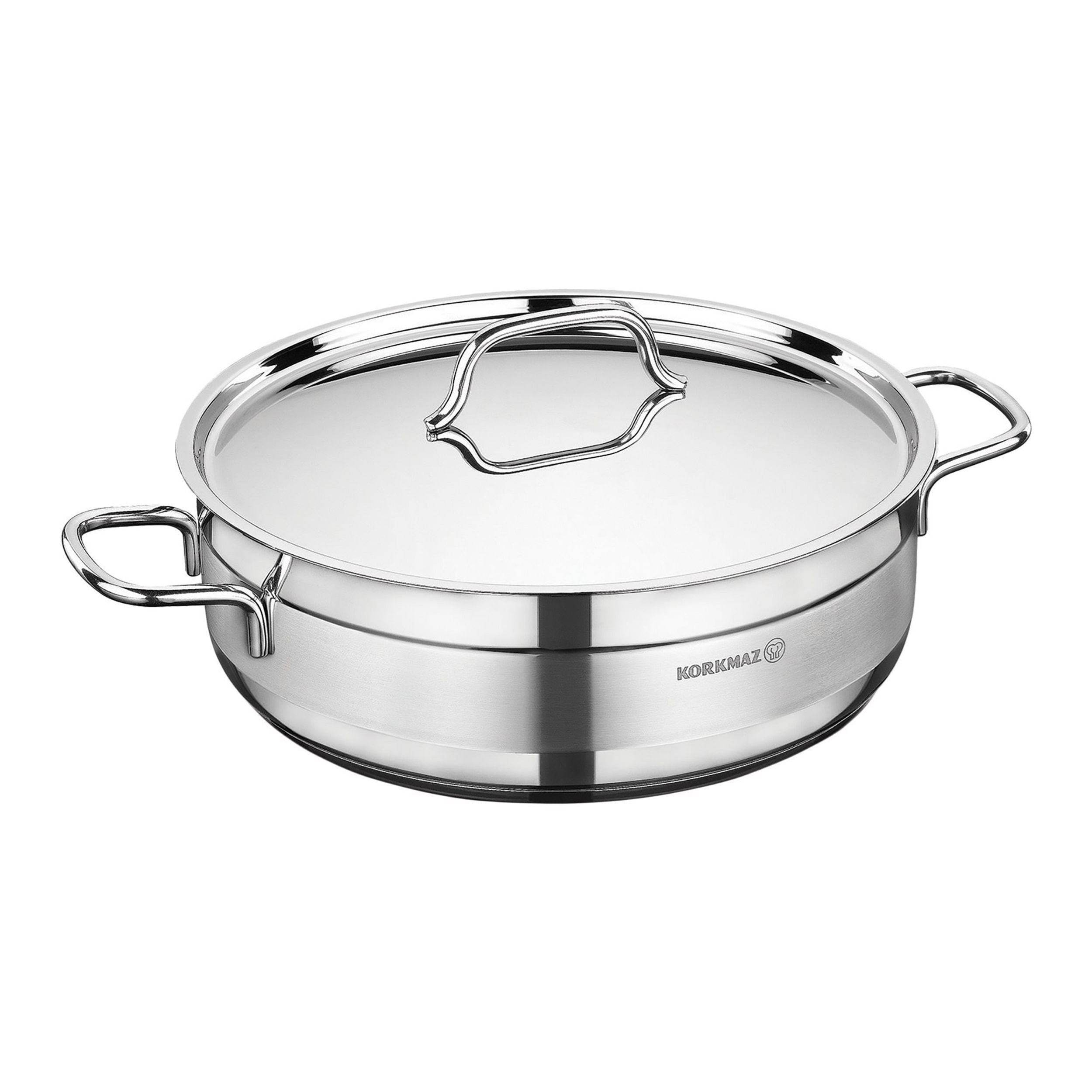 Korkmaz 3.5-liter stainless steel low casserole with lid