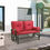 Thumbnail: Steel Patio Rocking Glider Loveseat w/ Red Cushions