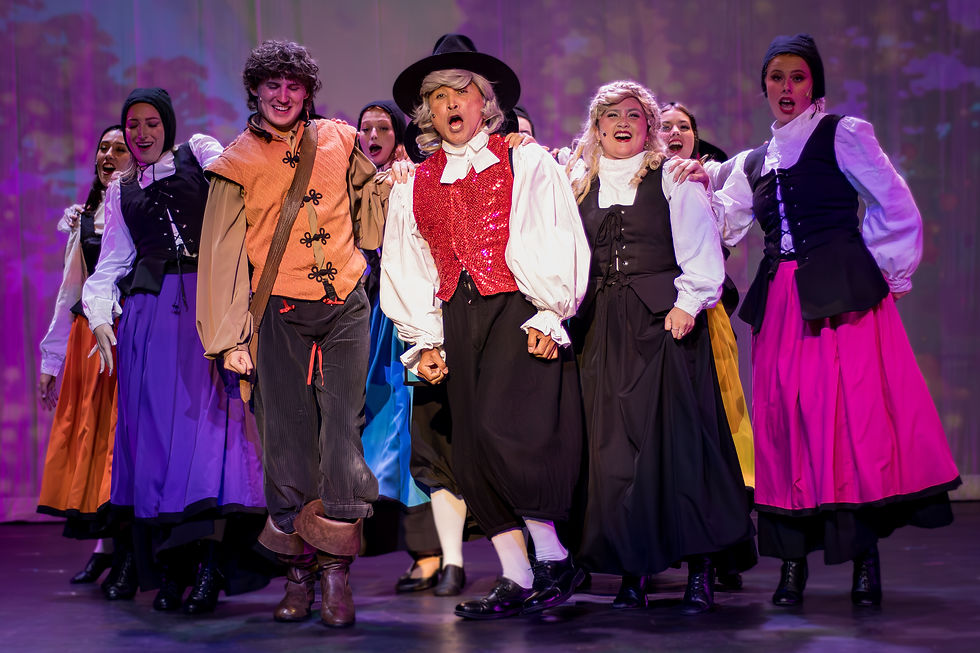 Jeremy Kie Vance, Vincent Aniceto, Olivia Aniceto and Company in Rose Center Theater's Production of SOMETHING ROTTEN! Now Playing through July 20th in Westminster